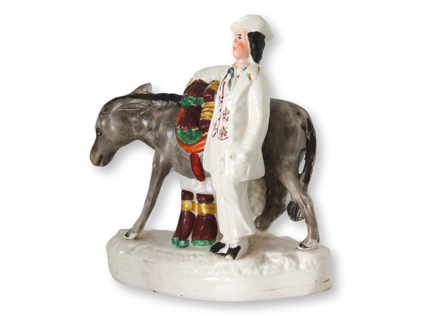 Antique English Staffordshire Boy w/Mule