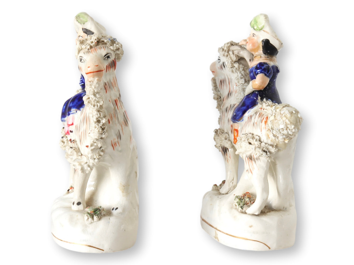 Antique Staffordshire Children on Goats