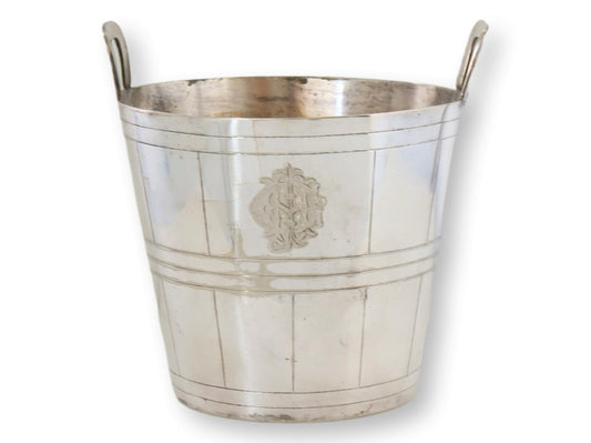 Antique English Silver-Plate Ice Bucket W/ C H Monogram