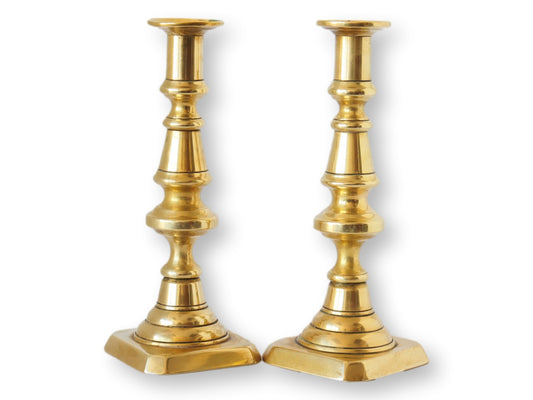 C.1860 English Brass Candlesticks