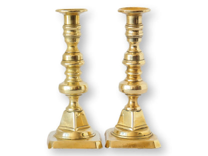 C.1860 English Brass Candlesticks