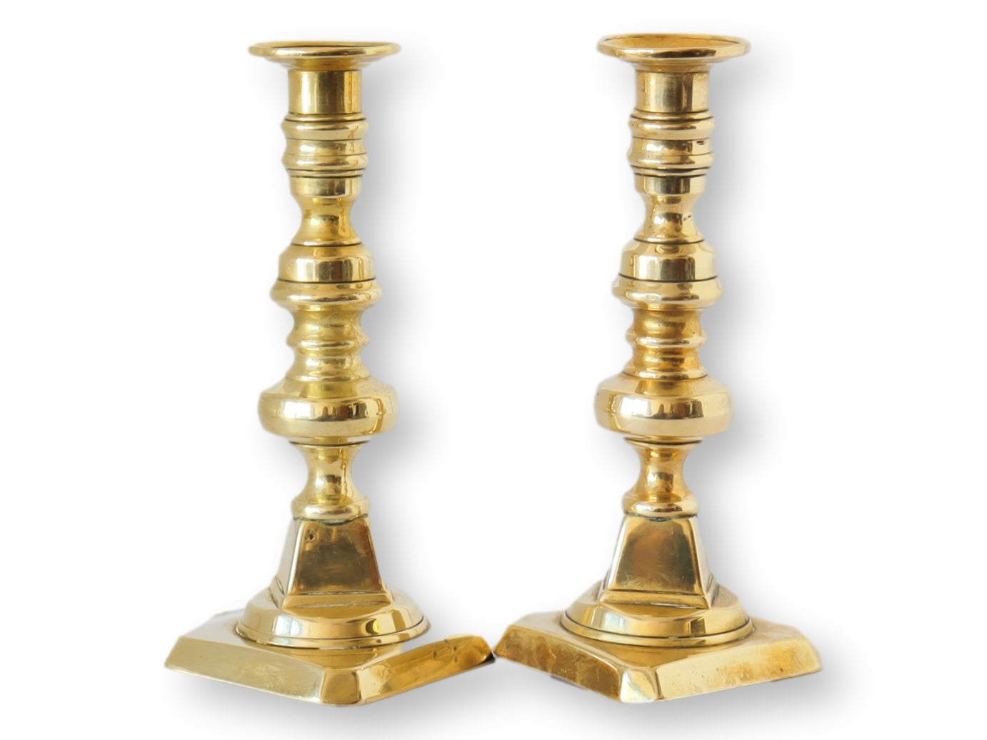 C.1860 English Brass Candlesticks