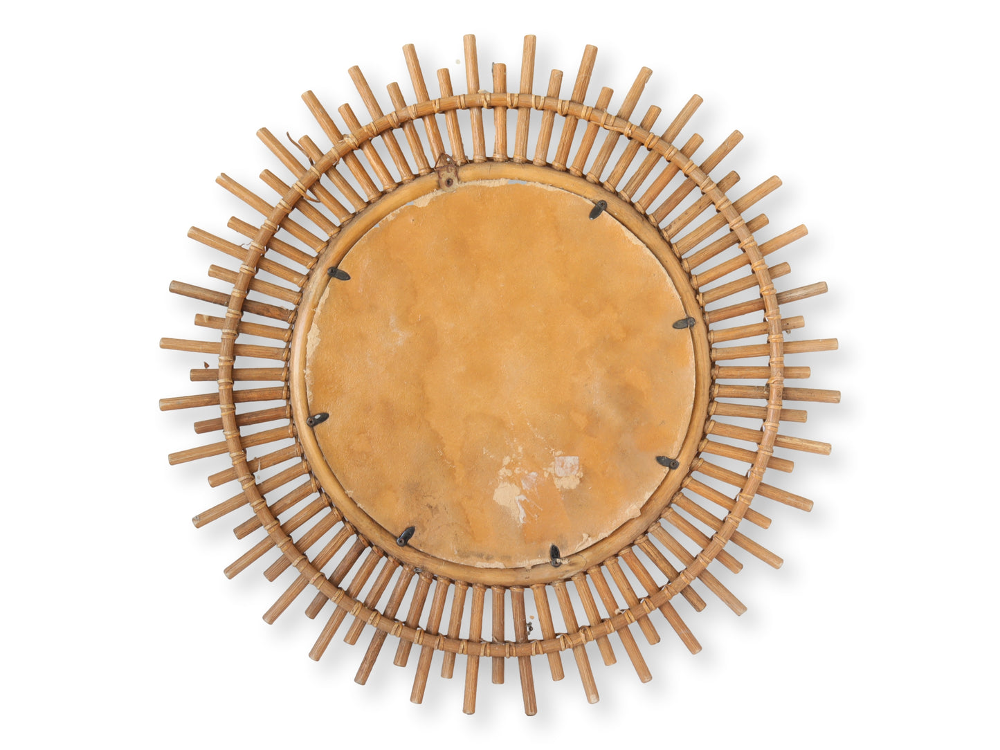 Vintage French Bamboo Sunburst Wall Mirror