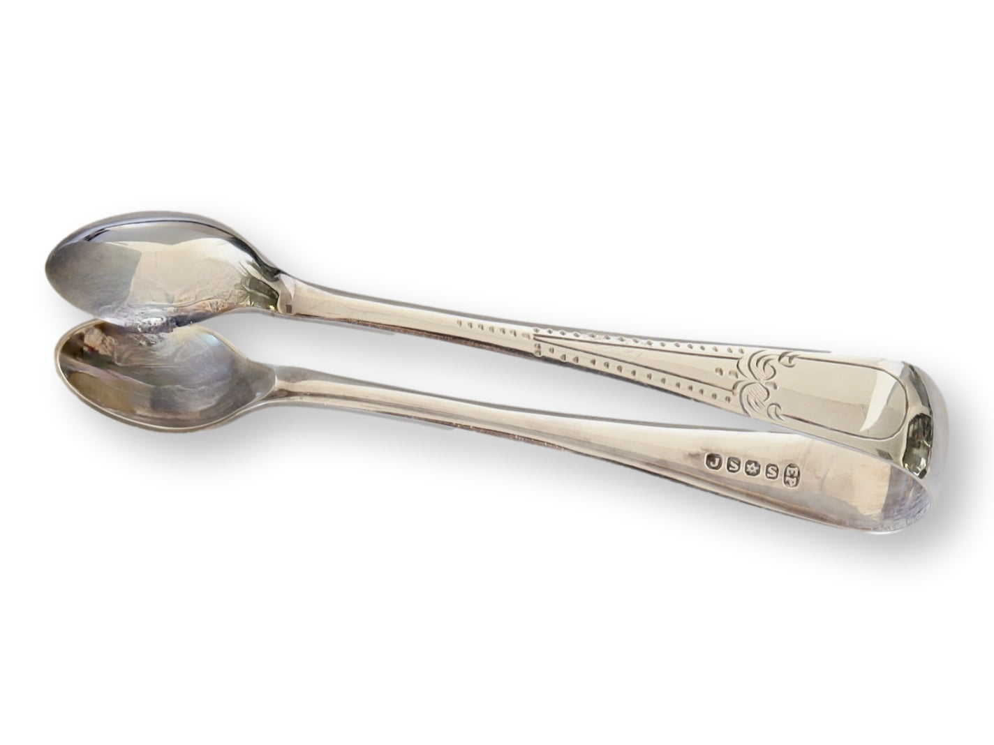 East 20th-C. English Coffee Spoons w/ Sugar Tongs