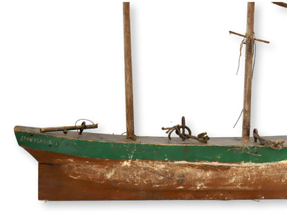 Antique Rustic English Wood Pond Boat