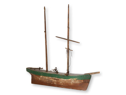 Antique Rustic English Wood Pond Boat