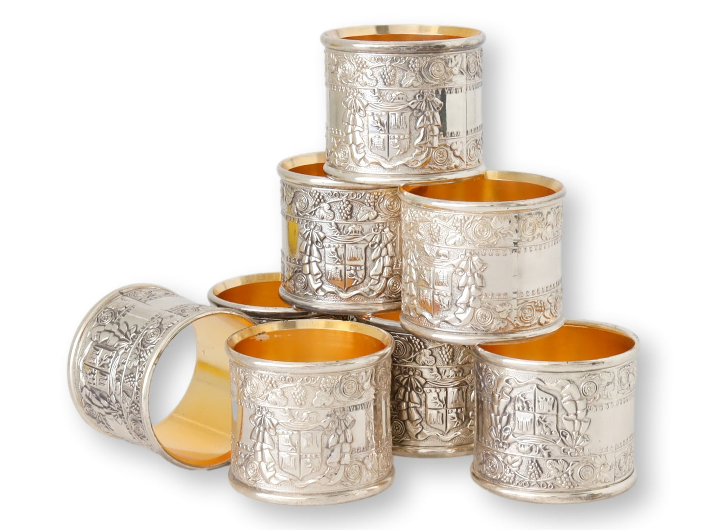 Heavy Silver-Plate Napkin Rings w/Crests