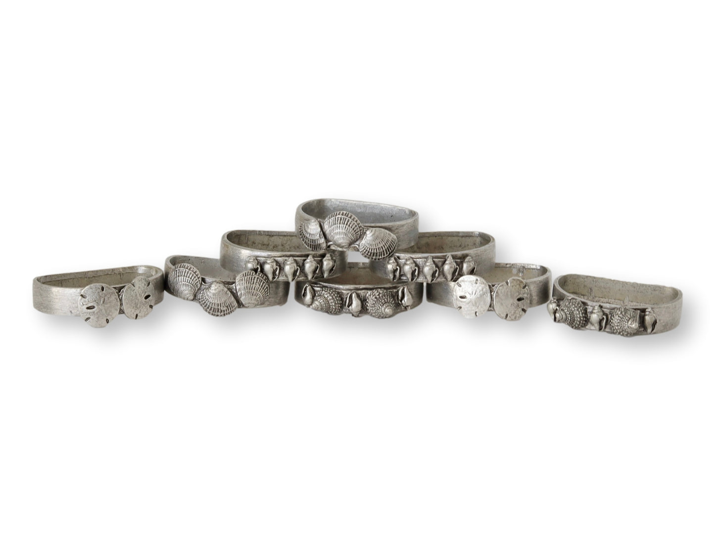 Pewter Seashell Napkin Rings (Set of 6)