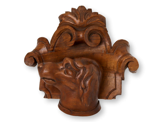 Antique French Carved Dog's Head Wall Plaque