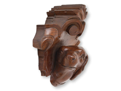 Antique French Carved Dog's Head Wall Plaque