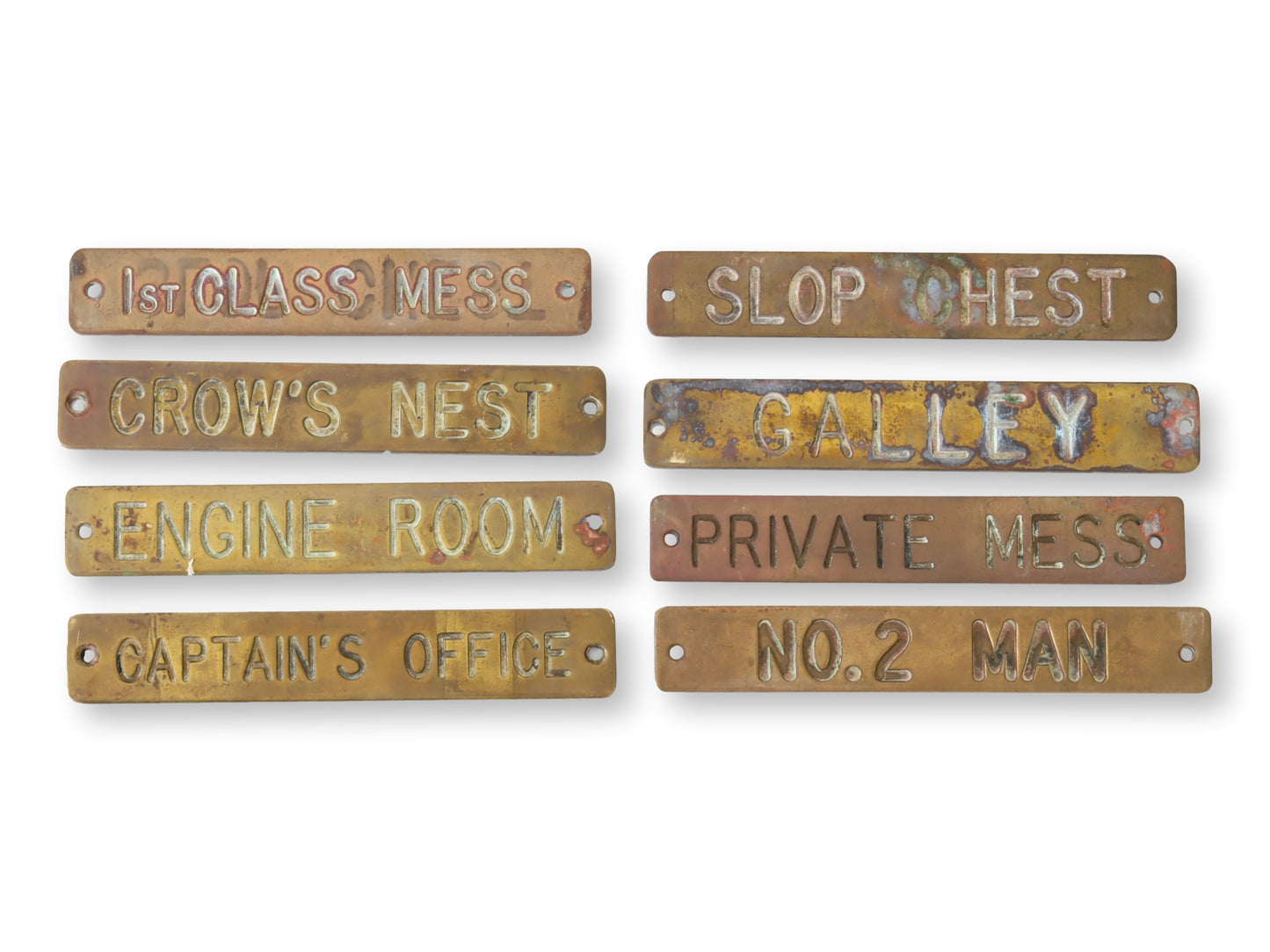 Midcentury Brass Ship's Door Plaques