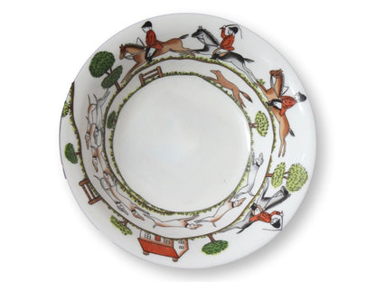 Midcentury Hunting Scene Cereal / Serving Bowl