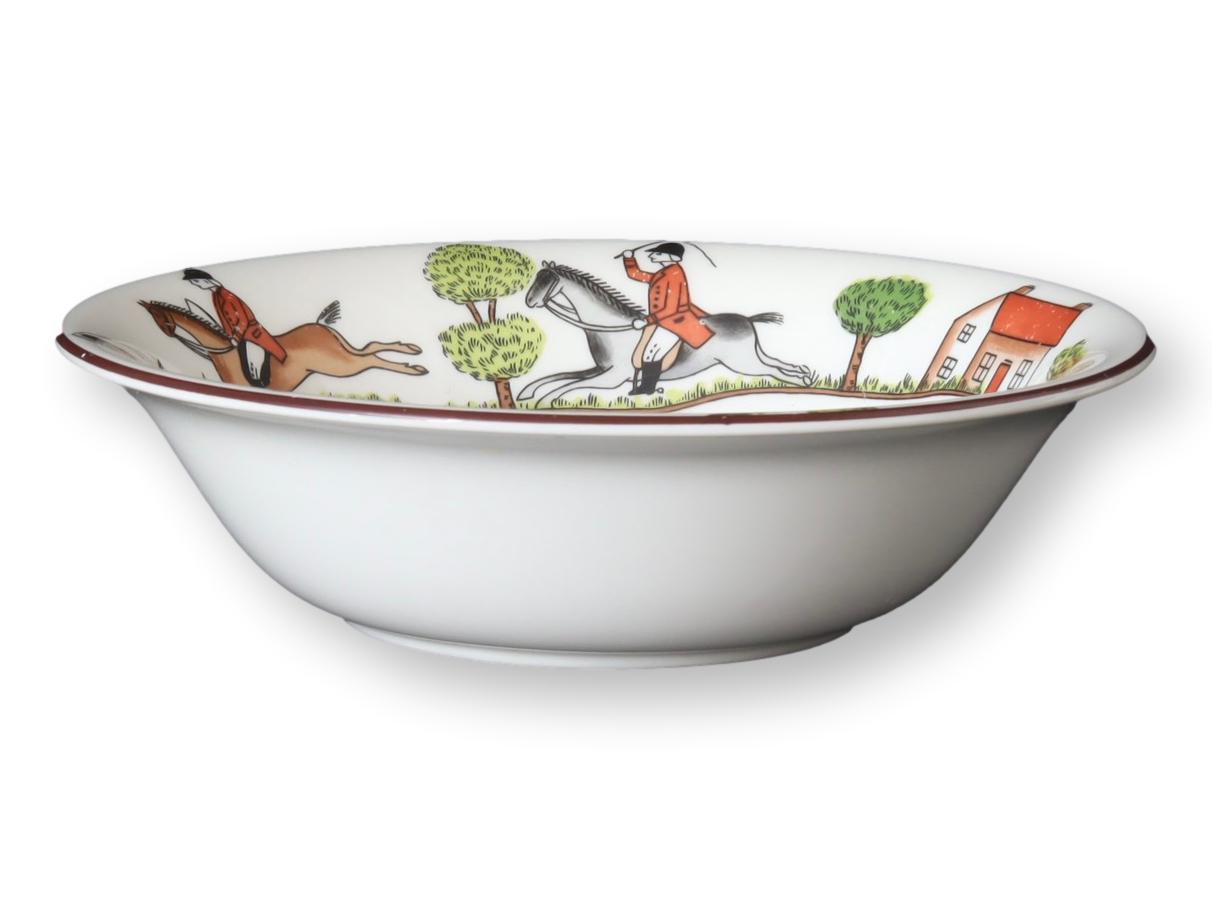 Midcentury Hunting Scene Cereal / Serving Bowl