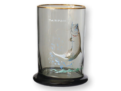 Vintage Ned Smith Tumblers w/Fish, S/6