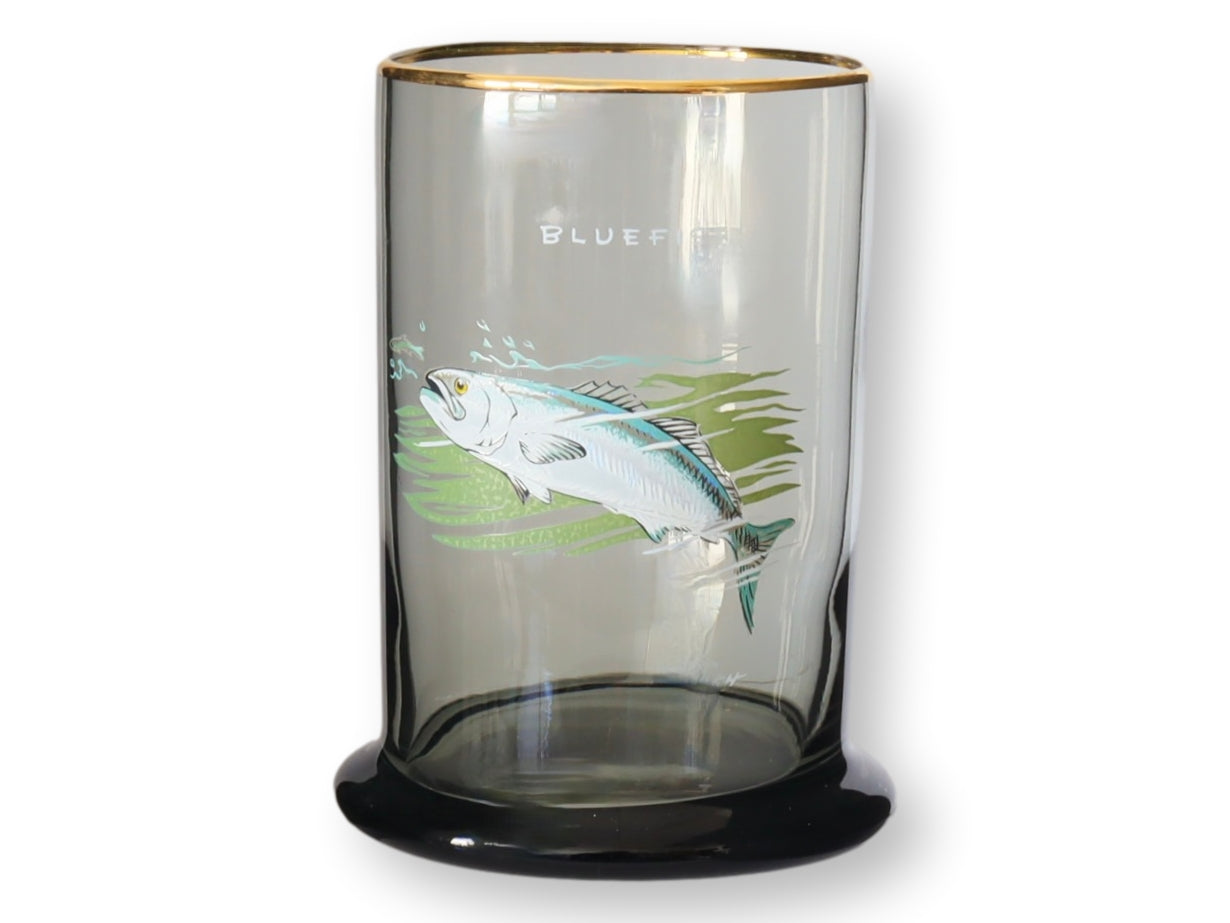 Vintage Ned Smith Tumblers w/Fish, S/6
