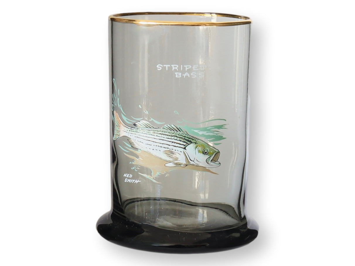 Vintage Ned Smith Tumblers w/Fish, S/6