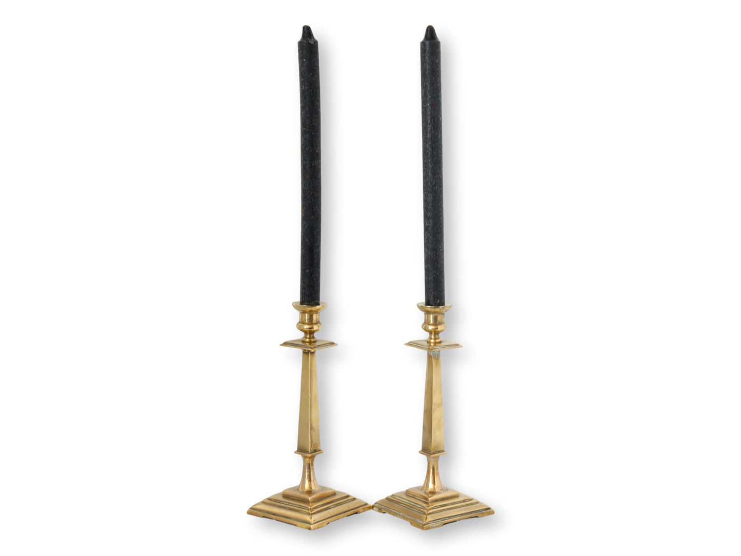 18th-C. English Georgian Brass Candlesticks