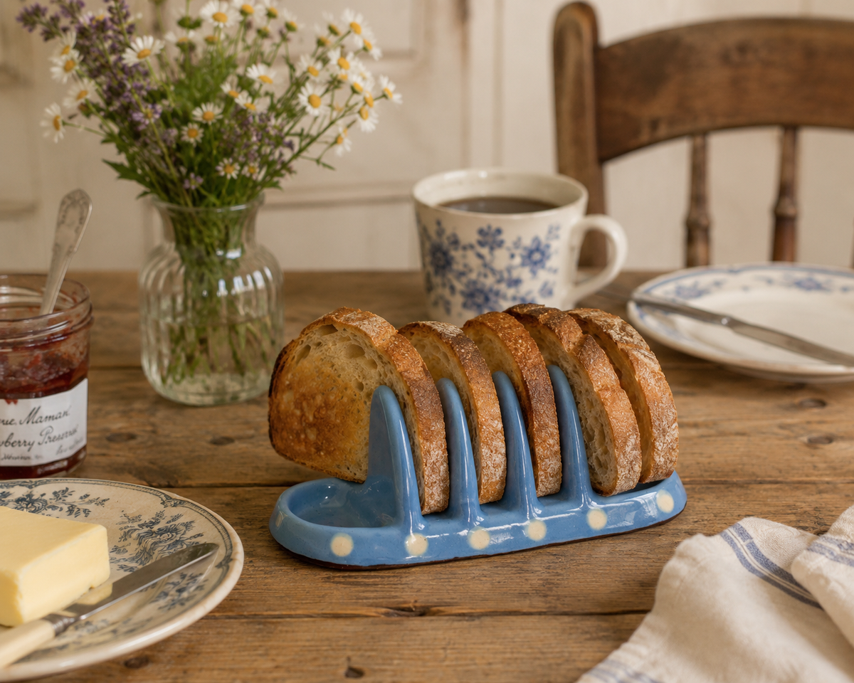 English Blue Polka Dot Toast Rack