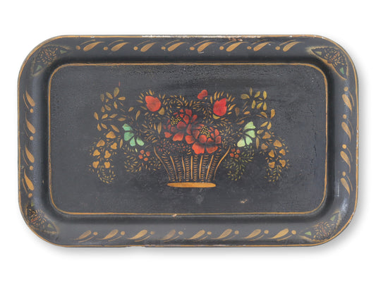 Antique Painted & Gilt Tole Tin Tray