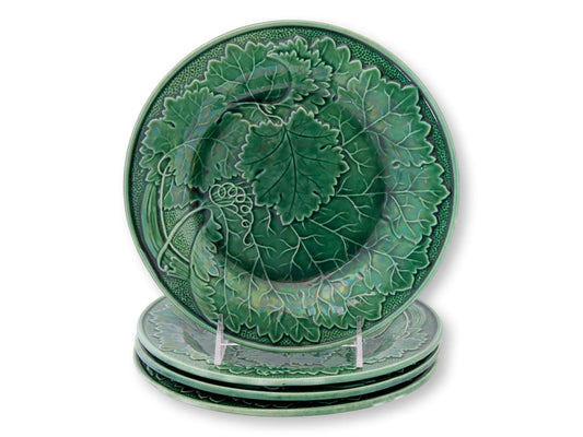 English Green Majolica Plates, S/4