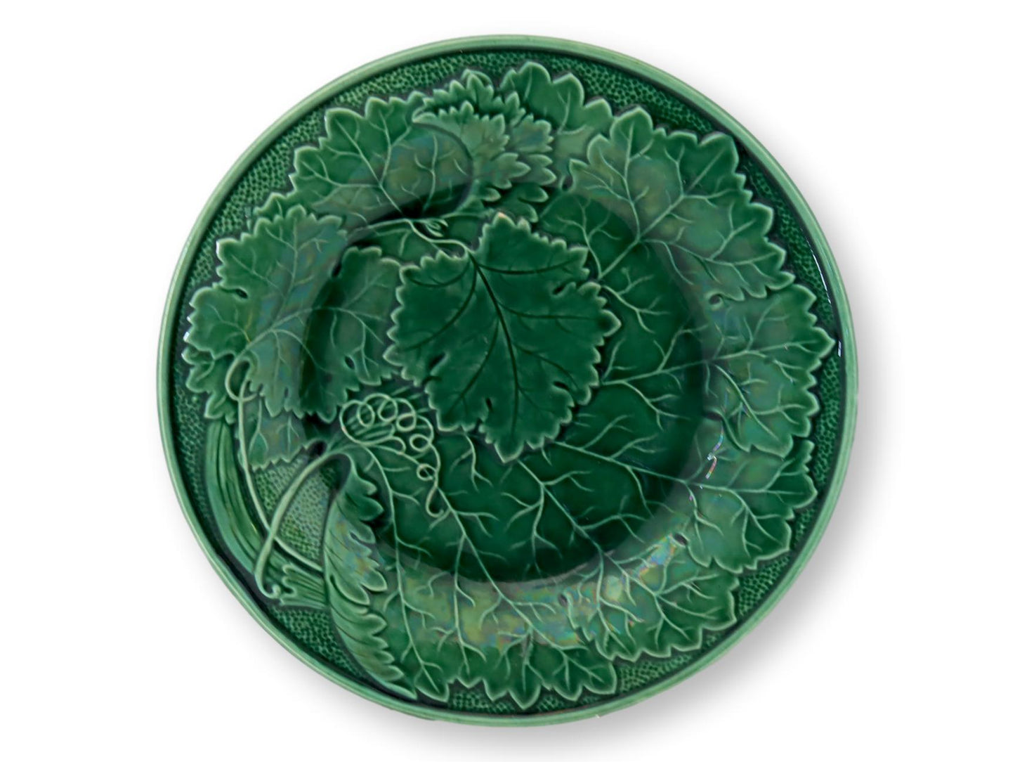 English Green Majolica Plates, S/4