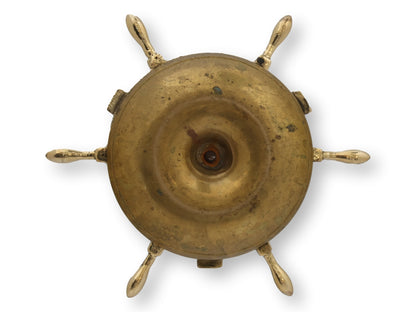 Antique Brass Ship's Wheel Ashtray with Match Holder