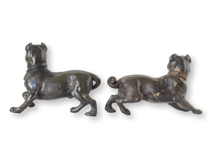 Antique Bronze Pug Dogs, a Pair