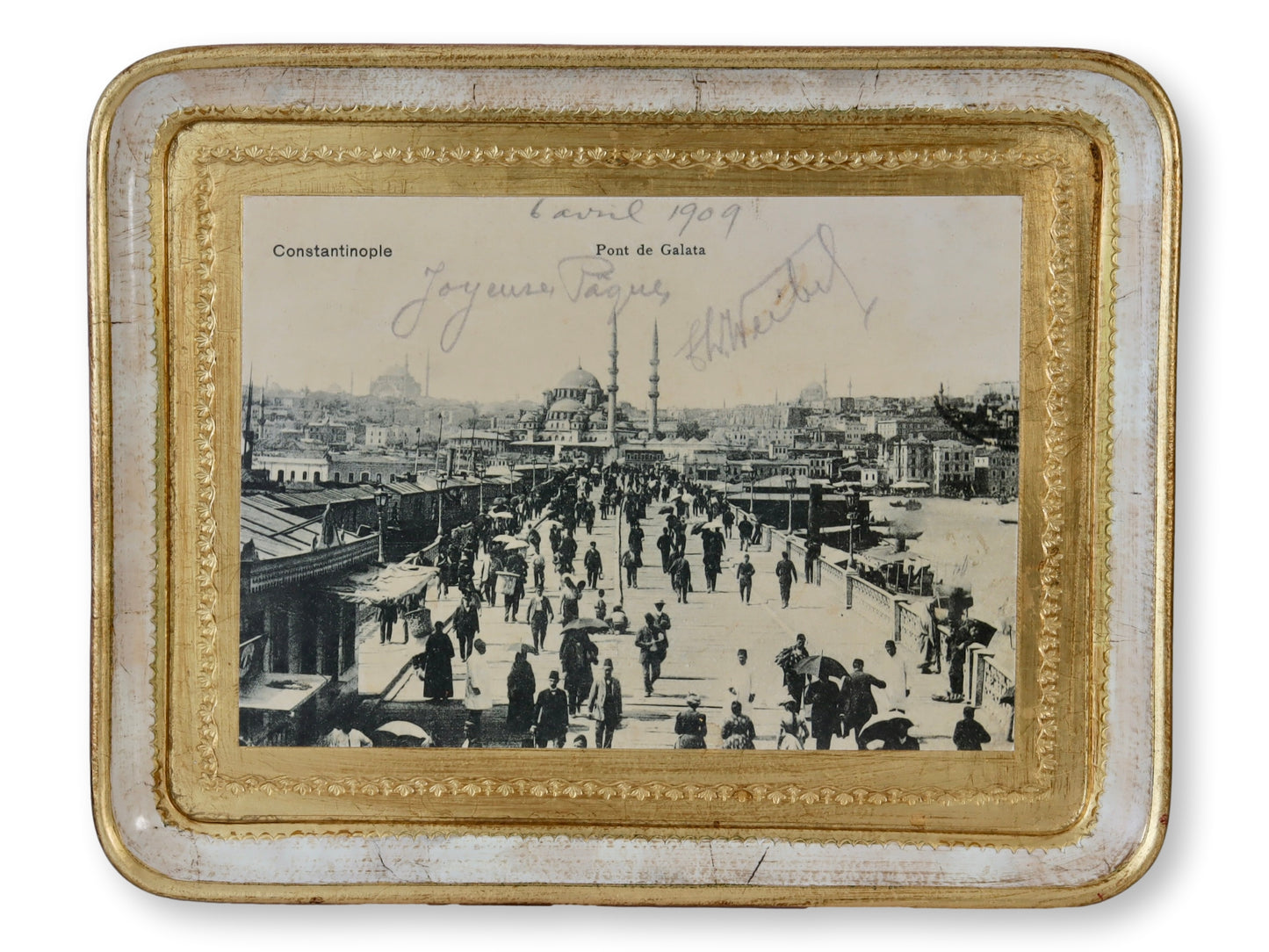 Vintage Italian Florentine Tray w/ Istanbul Photo