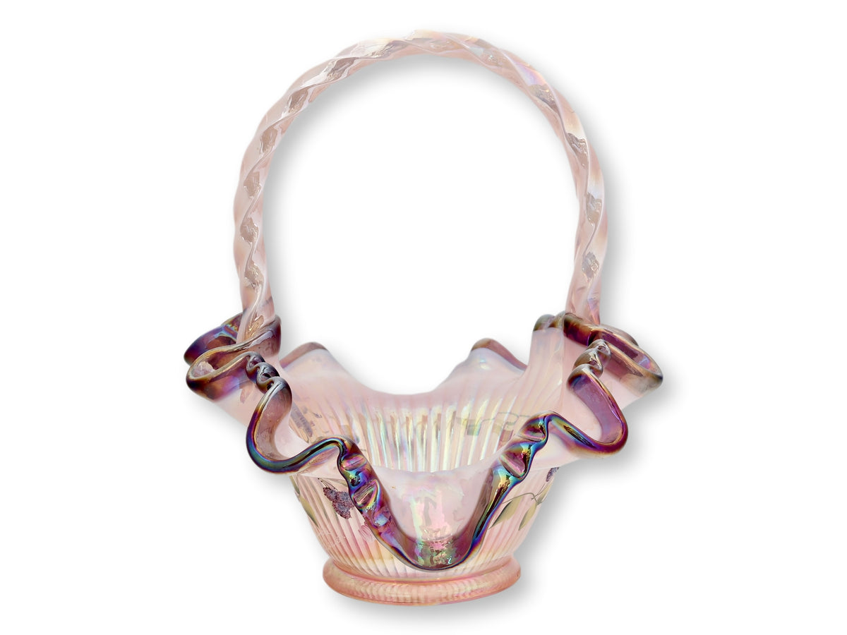 Fenton Morning Glory Humming Bird Basket