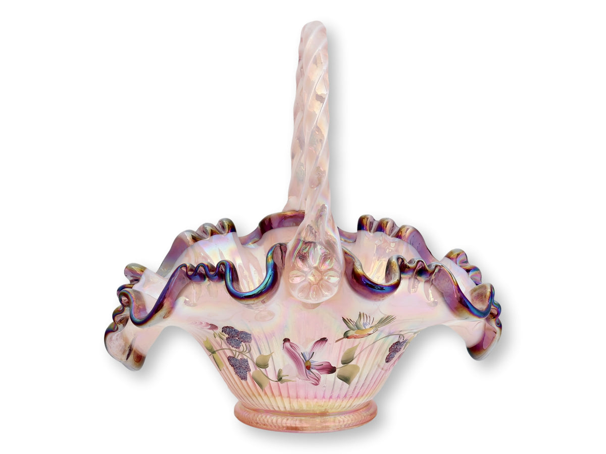 Fenton Morning Glory Humming Bird Basket
