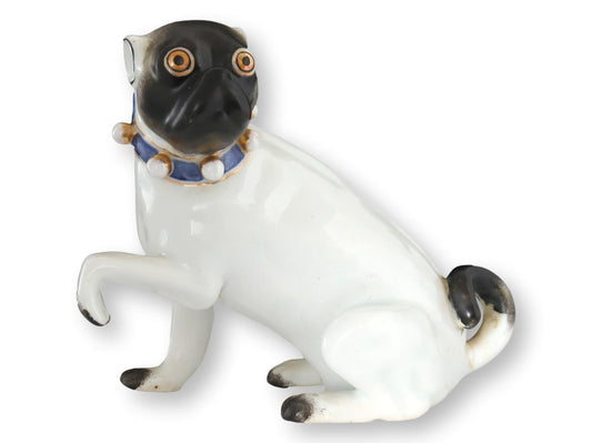 Antique Dresden Porcelain Begging Pug