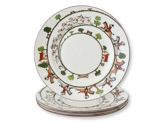 Staffordshire Hunting Scene Lunch Plates, S/4