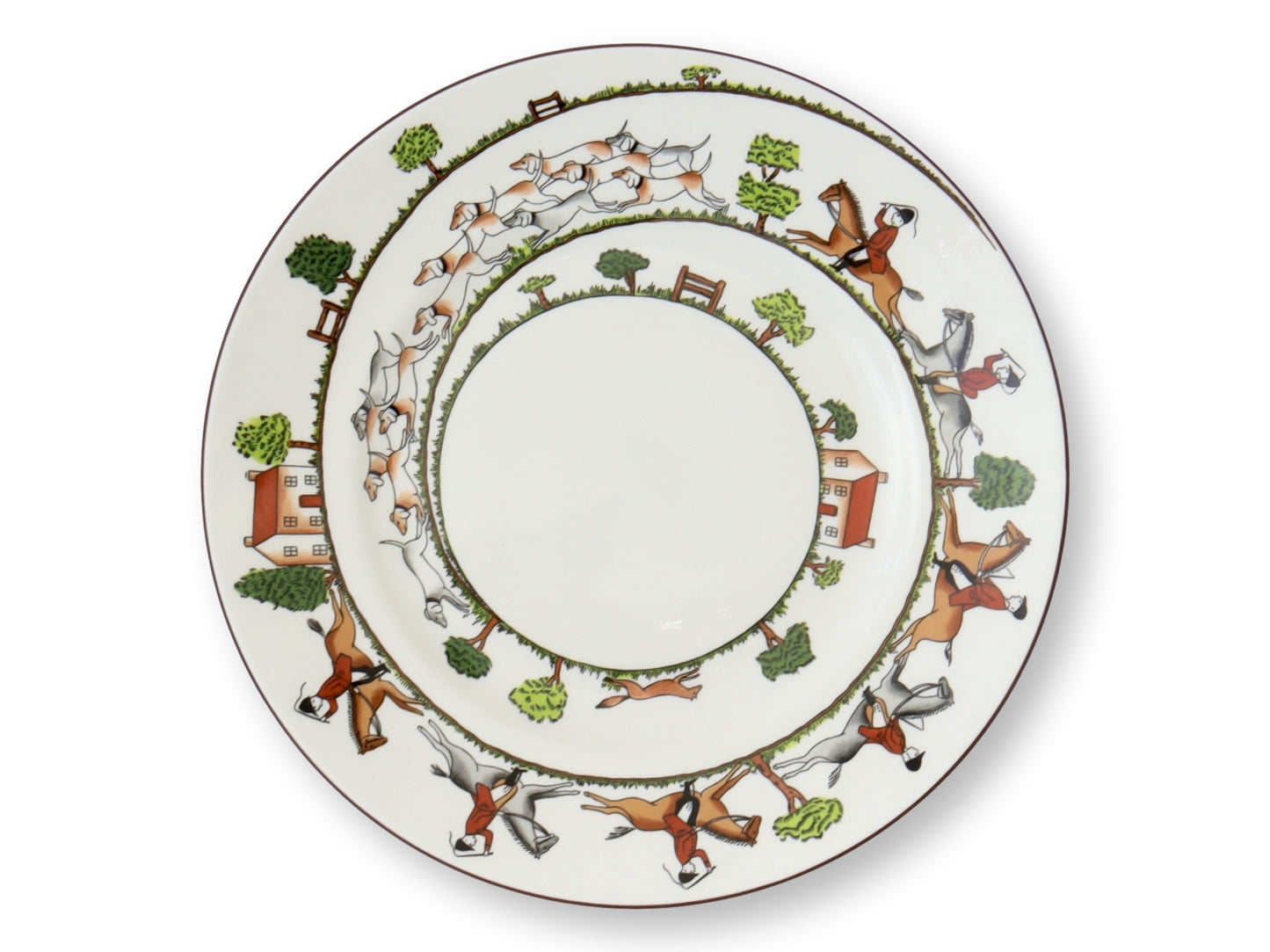 Staffordshire Hunting Scene Lunch Plates, S/4