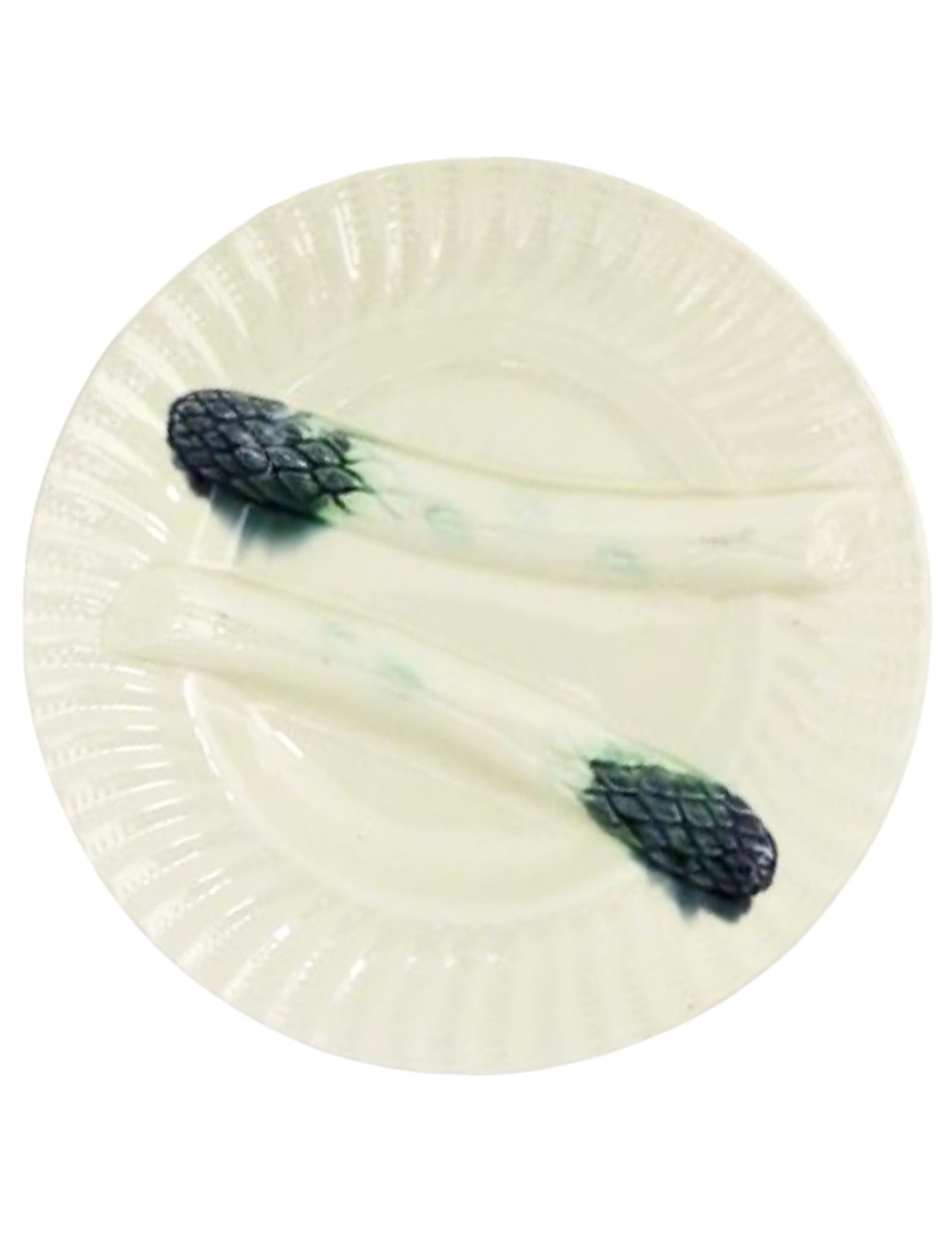 19th-C. French Majolica Asparagus Plates, Set of Six