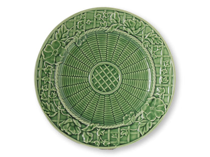 Vintage Majolica Floral Basket Plate