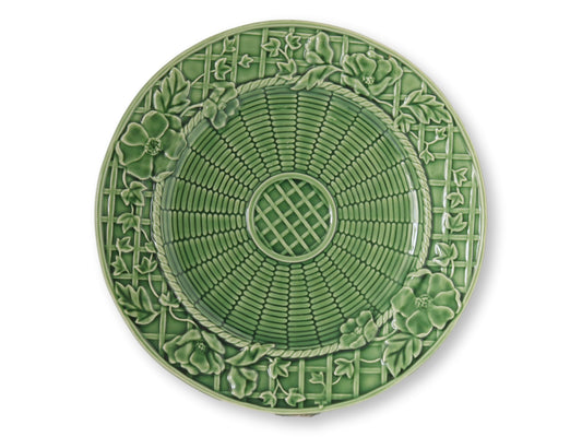 Vintage Majolica Floral Basket Plate