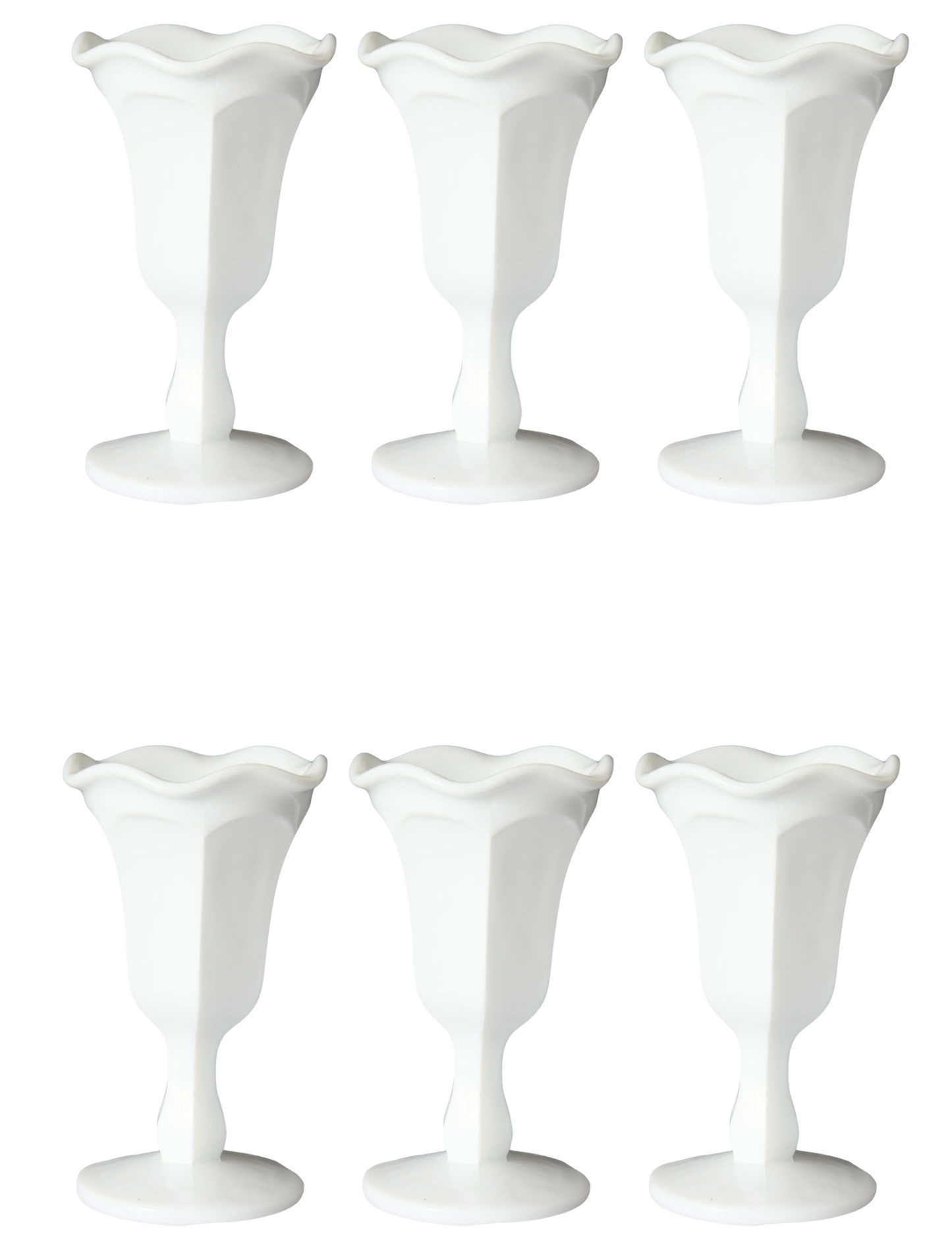 Vintage Milk Glass Parfait / Water Goblets - Set of Six
