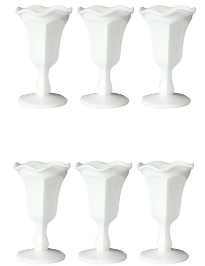 Vintage Milk Glass Parfait / Water Goblets - Set of Six