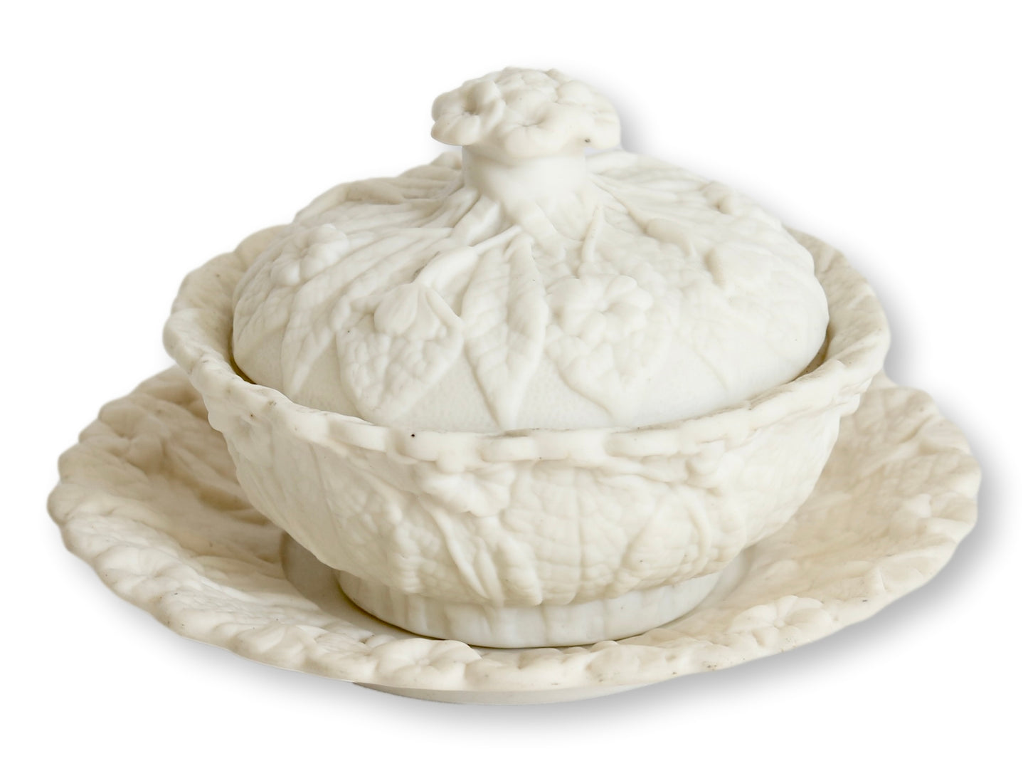 Antique Parian Butter Tub & Tray