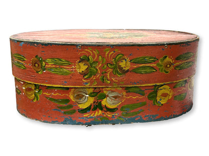 Antique Tole Painted Folk Art Bride's Box