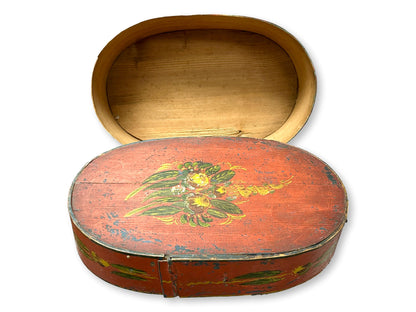 Antique Tole Painted Folk Art Bride's Box