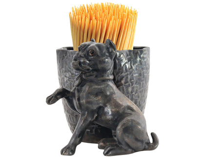 Antique English Begging Pug Toothpick Holder