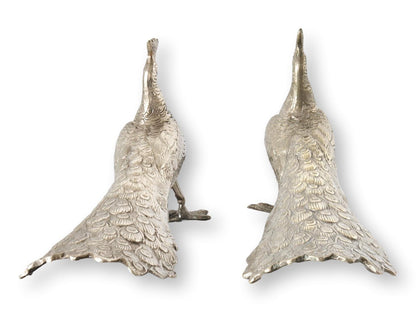 French Peacock Table Ornaments, a Pair