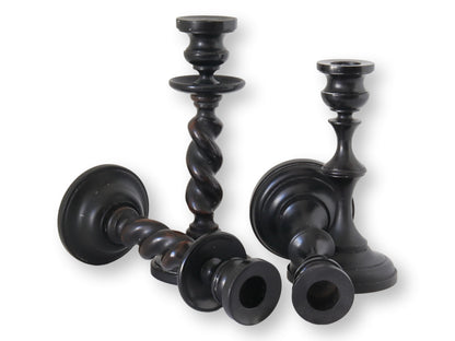 Petite English Ebony Candlesticks, 2 pairs