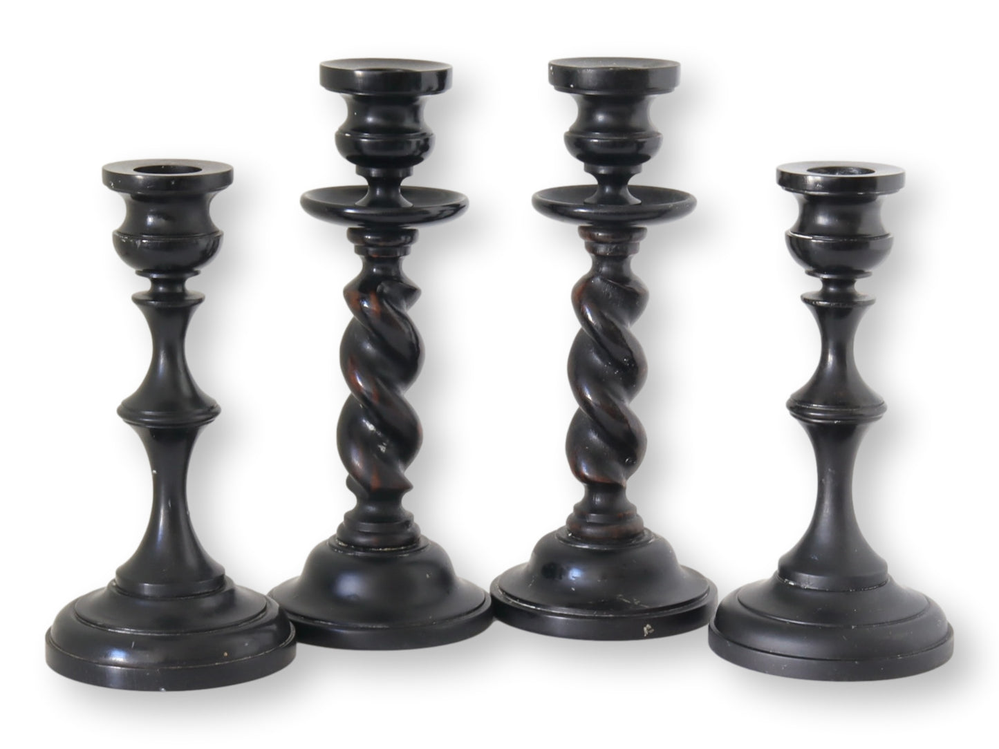 Petite English Ebony Candlesticks, 2 pairs