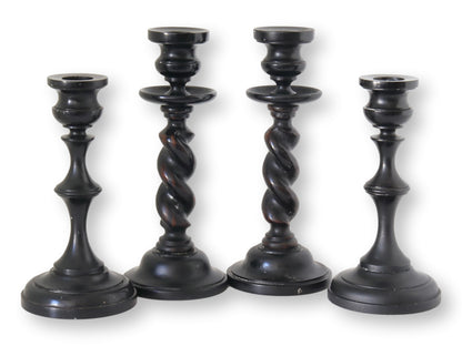 Petite English Ebony Candlesticks, 2 pairs