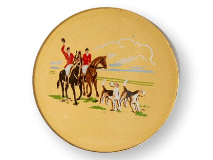 Midcentury English Equestrian Glass Coasters, Set of 6