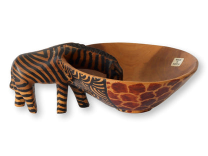 Carved African Napkin Ring & Bowl Set