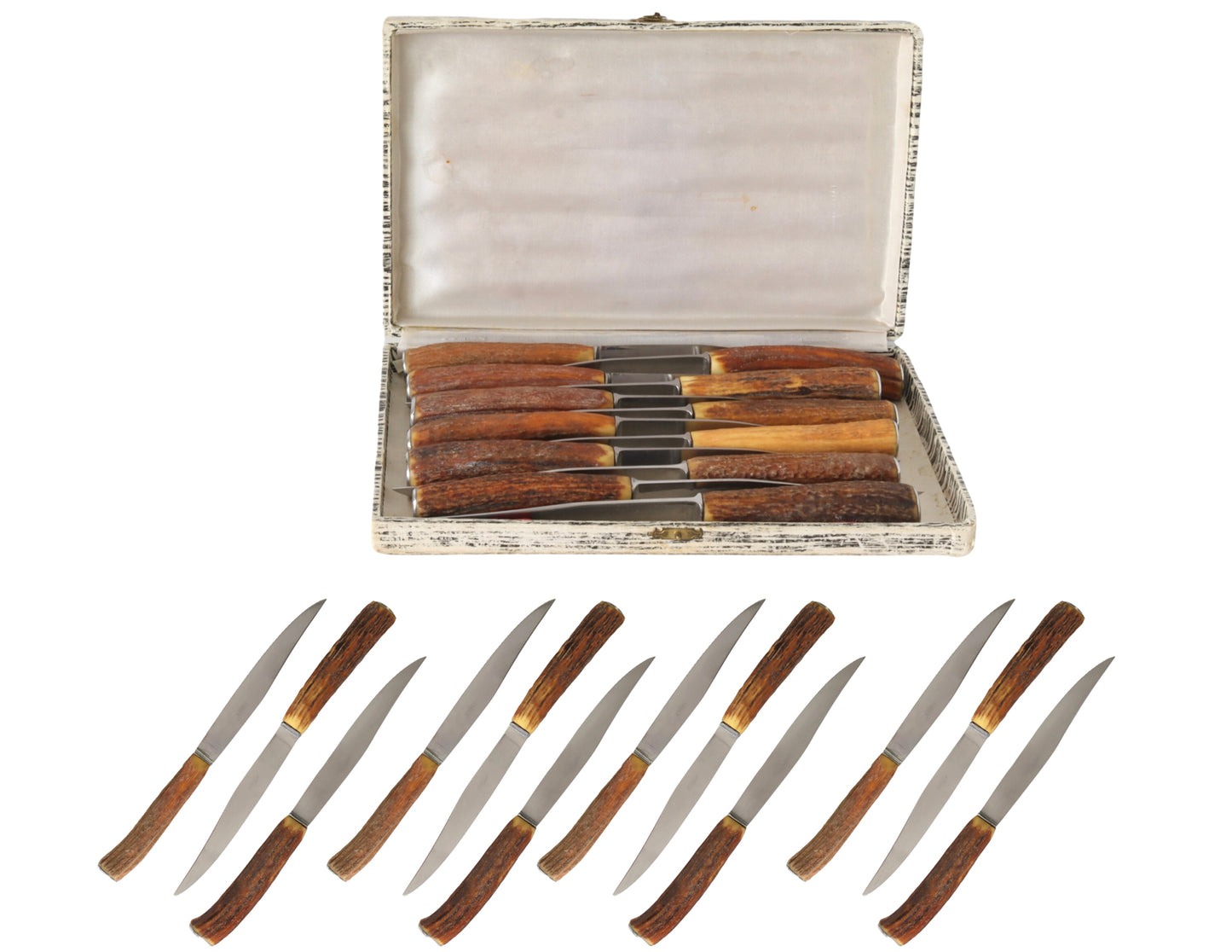 Midcentury French Horn-Handle Steak Knives | Set of 12