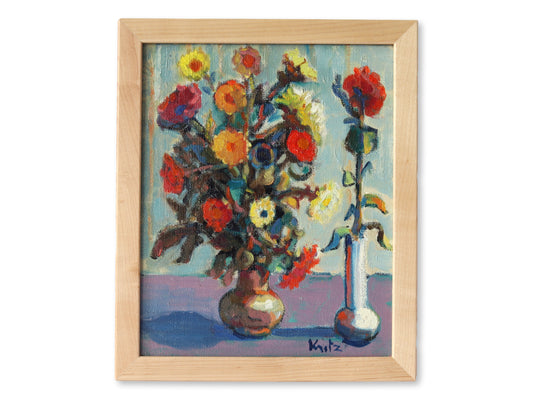 Midcentury Framed French Floral Still Life Painting